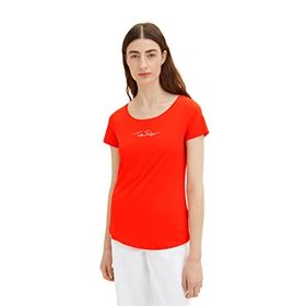 Tom Tailor 15612 Basic Yazılı Ateş Kırmızısı Kadın T-shirt