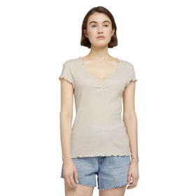 Tom Tailor 22515 Yumuşak Krem Bej Kadın Basic T-shirt