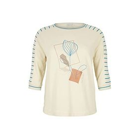 Tom Tailor 28130 Yumuşak Tereyağı Kremi Baskılı Kadın T-Shirt