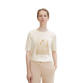 Tom Tailor 28130 Yumuşak Tereyağı Kremi Baskılı Kadın T-Shirt