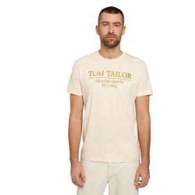 Tom Tailor 28130 Yumuşak Tereyağı Kremi Logo Baskılı Erkek T-shirt