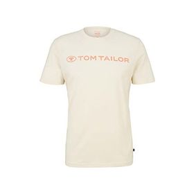 Tom Tailor 28130 Yumuşak Tereyağı Kremi Logo Baskılı Erkek T-shirt