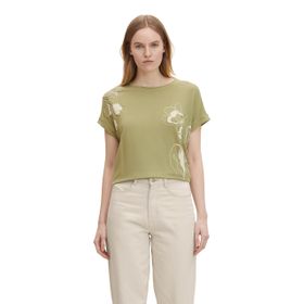 Tom Tailor 28723 Orta Zeytin Yeşili Baskılı Kadın T-shirt