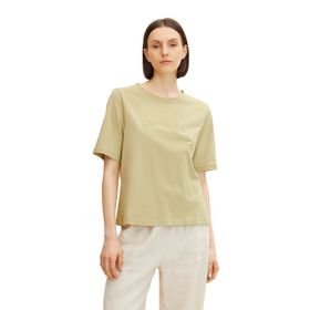 Tom Tailor 28725 Açık Orta Zeytin Rengi Yazılı Kadın T-shirt