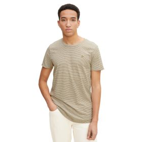 Tom Tailor 29472 Açık Zeytin İnce Çizgili Denim Erkek T-shirt