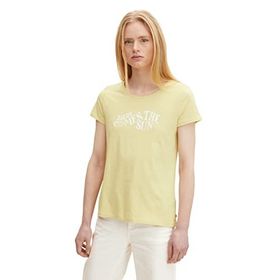 Tom Tailor 29567 Yumuşak Misket Limonu Denim Baskılı Kadın T-shirt