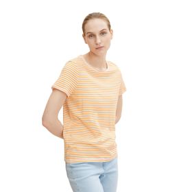 Tom Tailor 29867 Offwhite Turuncu Çizgili Baskılı Kadın T-shirt