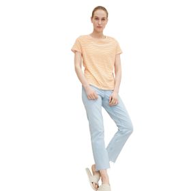 Tom Tailor 29867 Offwhite Turuncu Çizgili Baskılı Kadın T-shirt