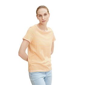 Tom Tailor 29867 Offwhite Turuncu Çizgili Baskılı Kadın T-shirt