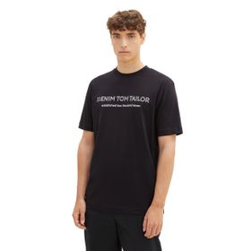 Tom Tailor 29999 Denim Siyah Logo Baskılı Erkek Basic T-shirt