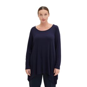 Tom Tailor 30025 Lacivert Midnight Blue Große Größen Uzun Kollu Kadın T-Shirt
