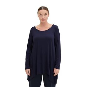 Tom Tailor 30025 Lacivert Midnight Blue Große Größen Uzun Kollu Kadın T-Shirt