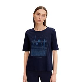 Tom Tailor 30025 Lacivert Midnight Blue Große Größen Uzun Kollu Kadın T-Shirt