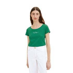 Tom Tailor 31032 Basic Yazılı Canlı Yaprak Yeşili Kadın T-shirt