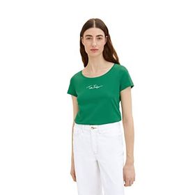 Tom Tailor 31032 Basic Yazılı Canlı Yaprak Yeşili Kadın T-shirt