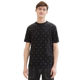 Tom Tailor 34831 Siyah Beyaz Mini Yaprak BaskıDenim Erkek T-shirt