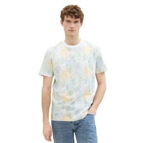 Tom Tailor 35093 Beyaz Çok Renkli Yaprak Tasarımı Erkek T-shirt