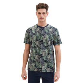 Tom Tailor 35095 Lacivert Çok Renkli Yaprak Tasarımı Erkek T-shirt