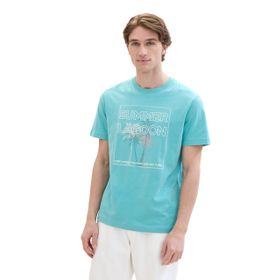 Tom Tailor 35272 Basic Baskılı Çayır Camgöbeği Erkek T-shirt