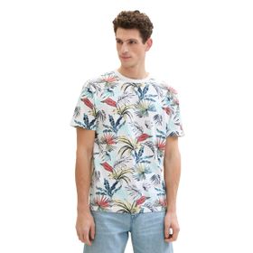 Tom Tailor 35434 Beyaz Tropikal Yaprak Tasarımı Erkek T-shirt
