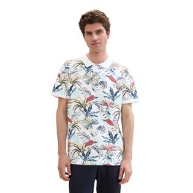Tom Tailor 35434 Beyaz Tropikal Yaprak Tasarımı Erkek T-shirt