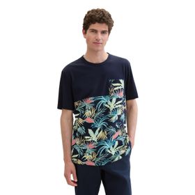 Tom Tailor 35436 Lacivert Tropikal Yaprak Tasarımı Erkek T-shirt