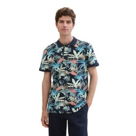 Tom Tailor 35436 Lacivert Tropikal Yaprak Tasarımı Erkek T-shirt