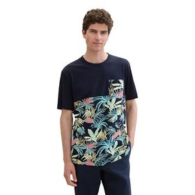 Tom Tailor 35436 Lacivert Tropikal Yaprak Tasarımı Erkek T-shirt
