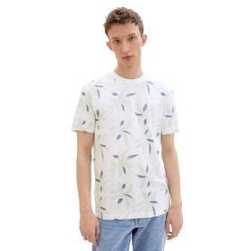Tom Tailor 35494 Denim Beyaz Yaz Yaprağı Baskı Erkek T-shirt