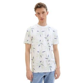Tom Tailor 35494 Denim Beyaz Yaz Yaprağı Baskı Erkek T-shirt
