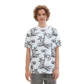 Tom Tailor 35501 Mavi Gri Tropikal Baskı Denim Erkek T-shirt