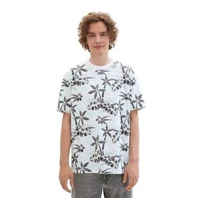 Tom Tailor 35501 Mavi Gri Tropikal Baskı Denim Erkek T-shirt