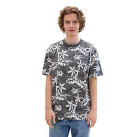 Tom Tailor 35502 Denim Gri Beyaz Tropikal Baskı Erkek T-shirt