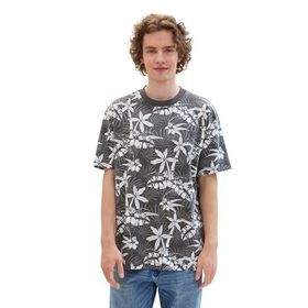 Tom Tailor 35502 Denim Gri Beyaz Tropikal Baskı Erkek T-shirt
