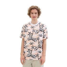 Tom Tailor 35503 Mercan Grisi Tropikal Baskı Denim Erkek T-shirt