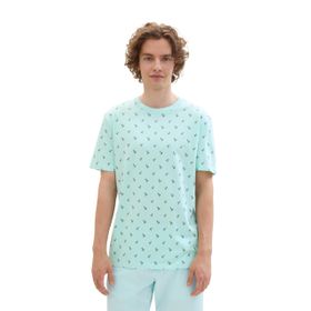 Tom Tailor 35504 Denim Mavi Gri Mini Palm Baskı Erkek T-shirt