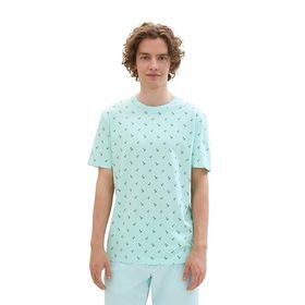 Tom Tailor 35504 Denim Mavi Gri Mini Palm Baskı Erkek T-shirt