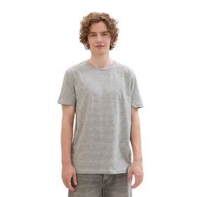 Tom Tailor 35577 Denim Gri Melanj İnce Çizgili Erkek T-shirt