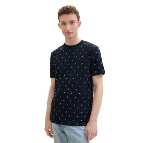 Tom Tailor 35821 Denim Lacivert Mini Yaprak Baskı Erkek T-shirt