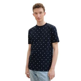 Tom Tailor 35821 Denim Lacivert Mini Yaprak Baskı Erkek T-shirt