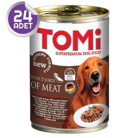 Tomi 5 400 gr 24 Adet Çesit Kırmızı Etli Köpek Konservesi