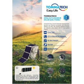 Tommatech QC 3.0 25 WP 3A Katlanabilir Solar Şarj Paneli