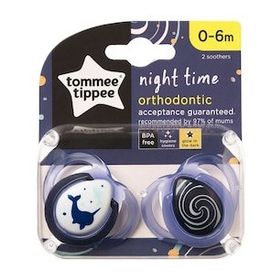 Tommee Tippee 2'li 0-6 Ay Ortodontik Gece Emziği