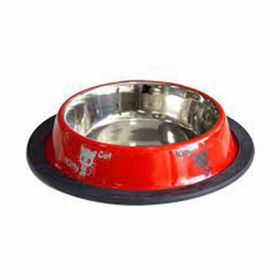 Tommy Balık Desenli Çelik 32 oz Kırmızı Kedi ve Köpek Mama ve Su Kabı