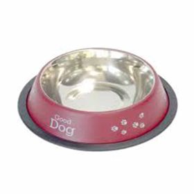 Tommy Çelik Desenli 8 oz Bordo Kedi ve Köpek Mama ve Su Kabı