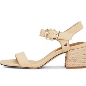 Tommy Hilfiger Block Mid Heel Bej Kadın Sandalet