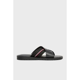 Tommy Hilfiger FM0FM05415 BDS Siyah Deri Logolu Sandalet Erkek Sandalet