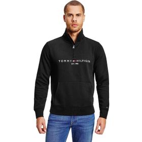 Tommy Hilfiger MW0MW20954BDS Bisiklet Yaka Slim Fit Siyah Erkek Organik Pamuk Sweatshirt