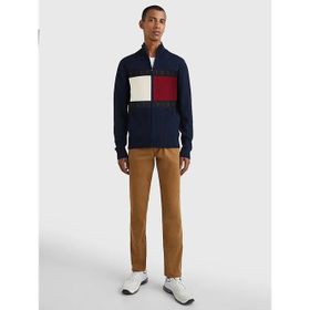 Tommy Hilfiger MW0MW25343DW5 Fermuarlı Yaka Mavi Erkek Kazak