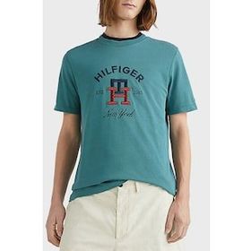 Tommy Hilfiger MW0MW30043 MB6 Haki Logolu Bisiklet Yaka %100 Pamuk Regular Fit Erkek T-shirt